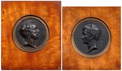 Appraisal: Two bronze medallions David D Angers relief profile portraits quot