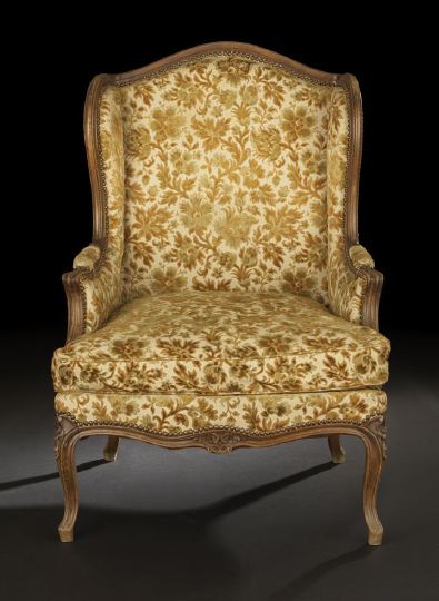 Appraisal: Provincial Louis XV-Style Fruitwood Bergere avec Orielles third quarter th