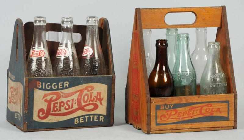 Appraisal: Lot of Pepsi-Cola Carriers with Bottles The Natural carrier is