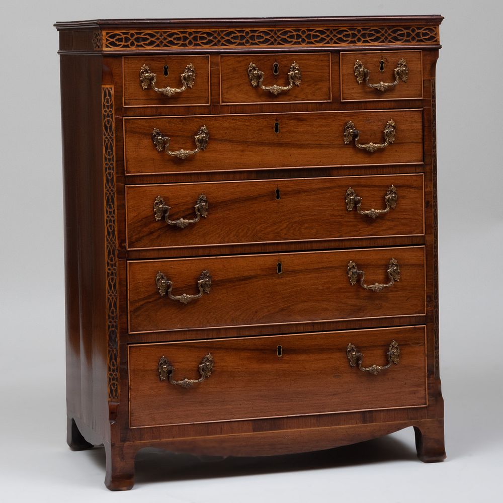 Appraisal: George III Carved Mahogany Tall Chest of Drawers Adapted formerly