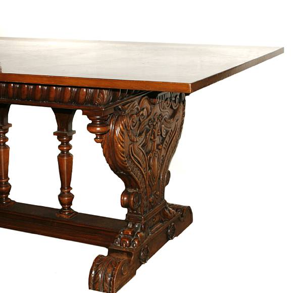 Appraisal: An Italian Renaissance Revival inlaid walnut dining table height in