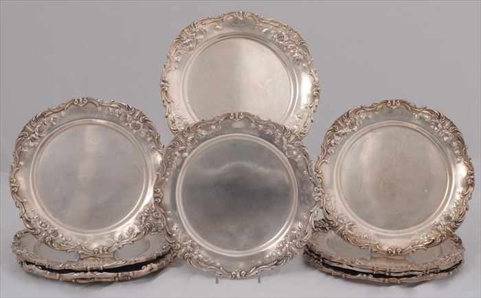 Appraisal: TEN REED BARTON SILVER SERVICE PLATES Each with serpentine rim