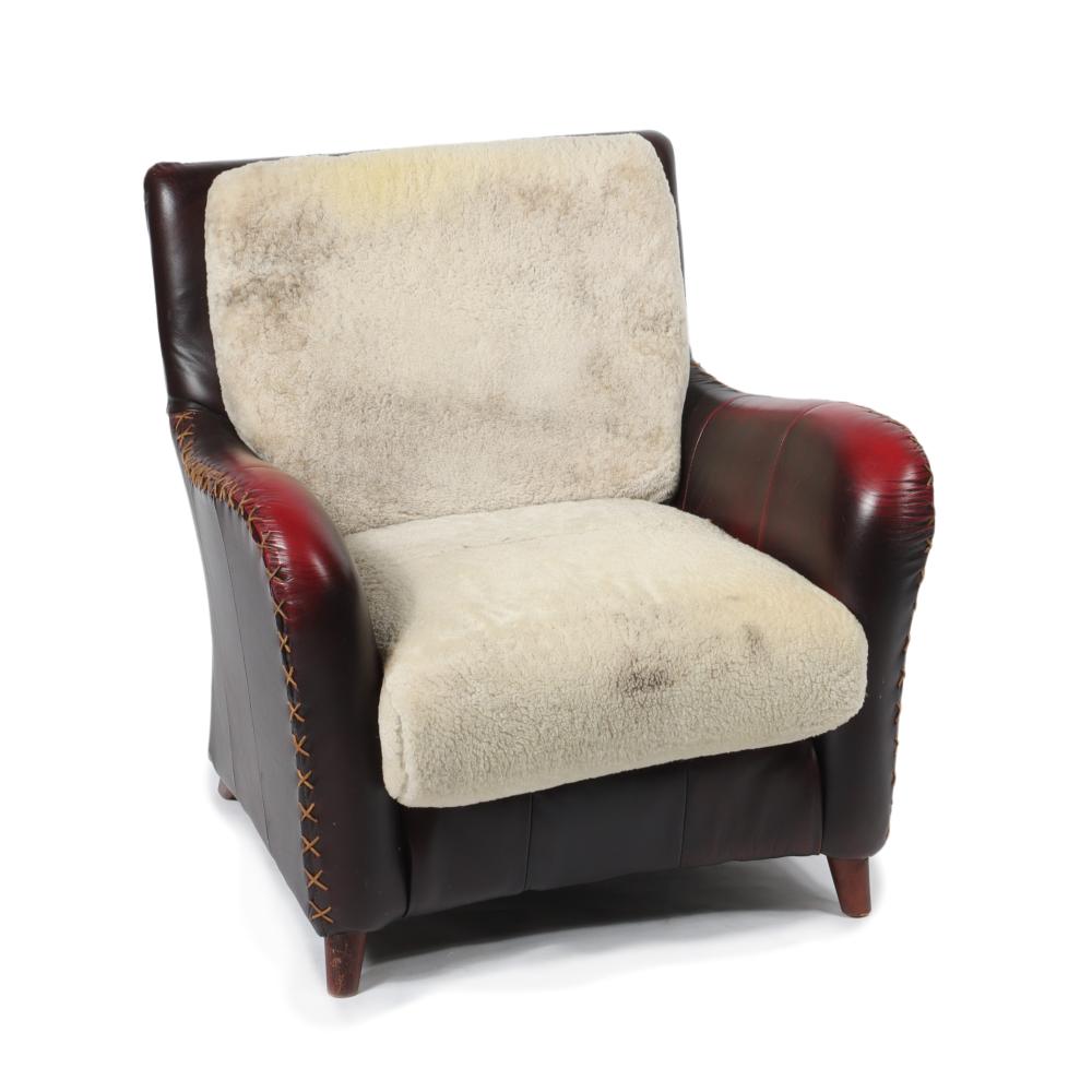 Appraisal: SOUTHWEST WESTERN STYLE LEATHER CLUB CHAIR H X W X