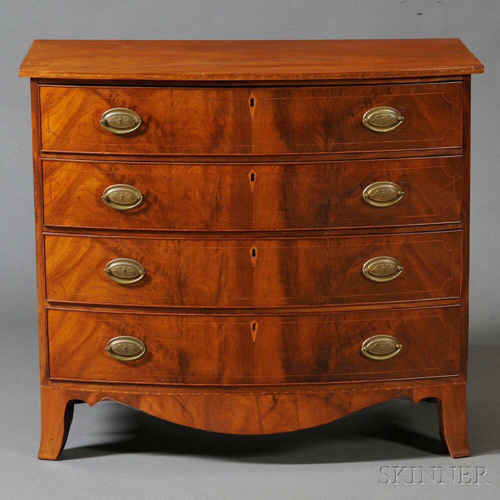 Appraisal: Federal Mahogany Bow-front Chest of Drawers Massachusetts c the bowed