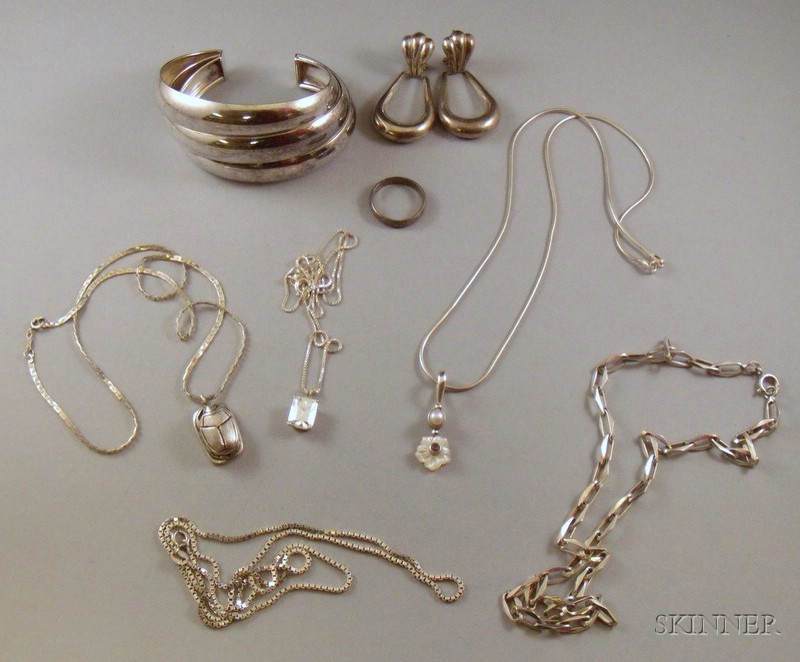 Appraisal: Small Group of Sterling Silver Jewelry including a cuff a