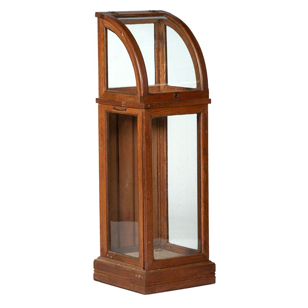 Appraisal: An Oak Frame Cane and Umbrella Display Case An Oak