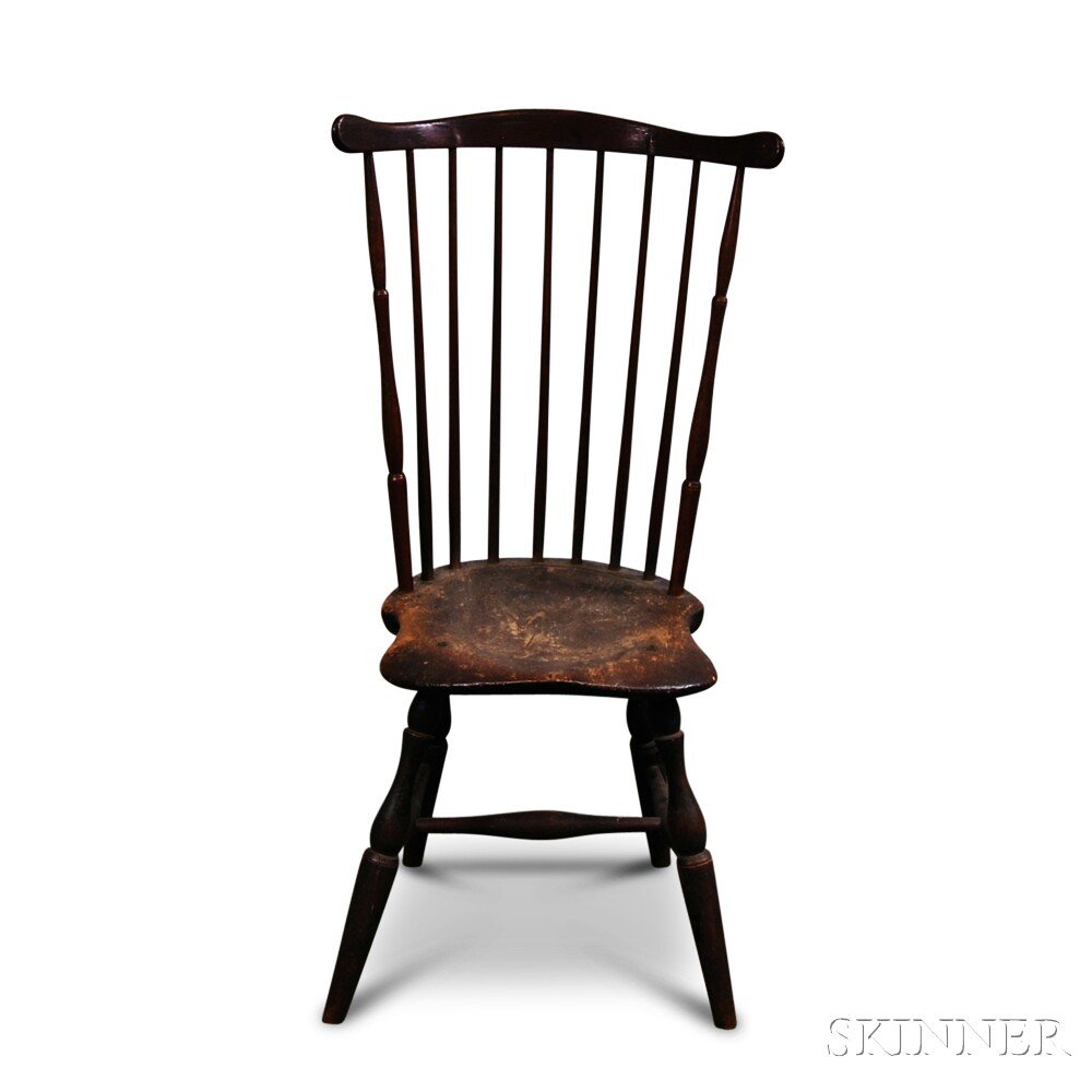 Appraisal: Black-painted Fan-back Windsor Side Chair New England late th century