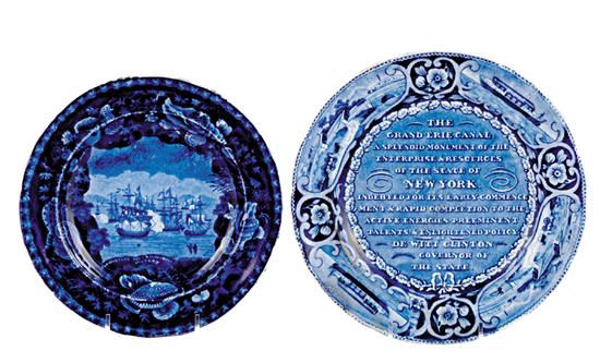 Appraisal: Staffordshire Historical blue transfer-decorated plates circa - Commodore MacDonnough's Victory