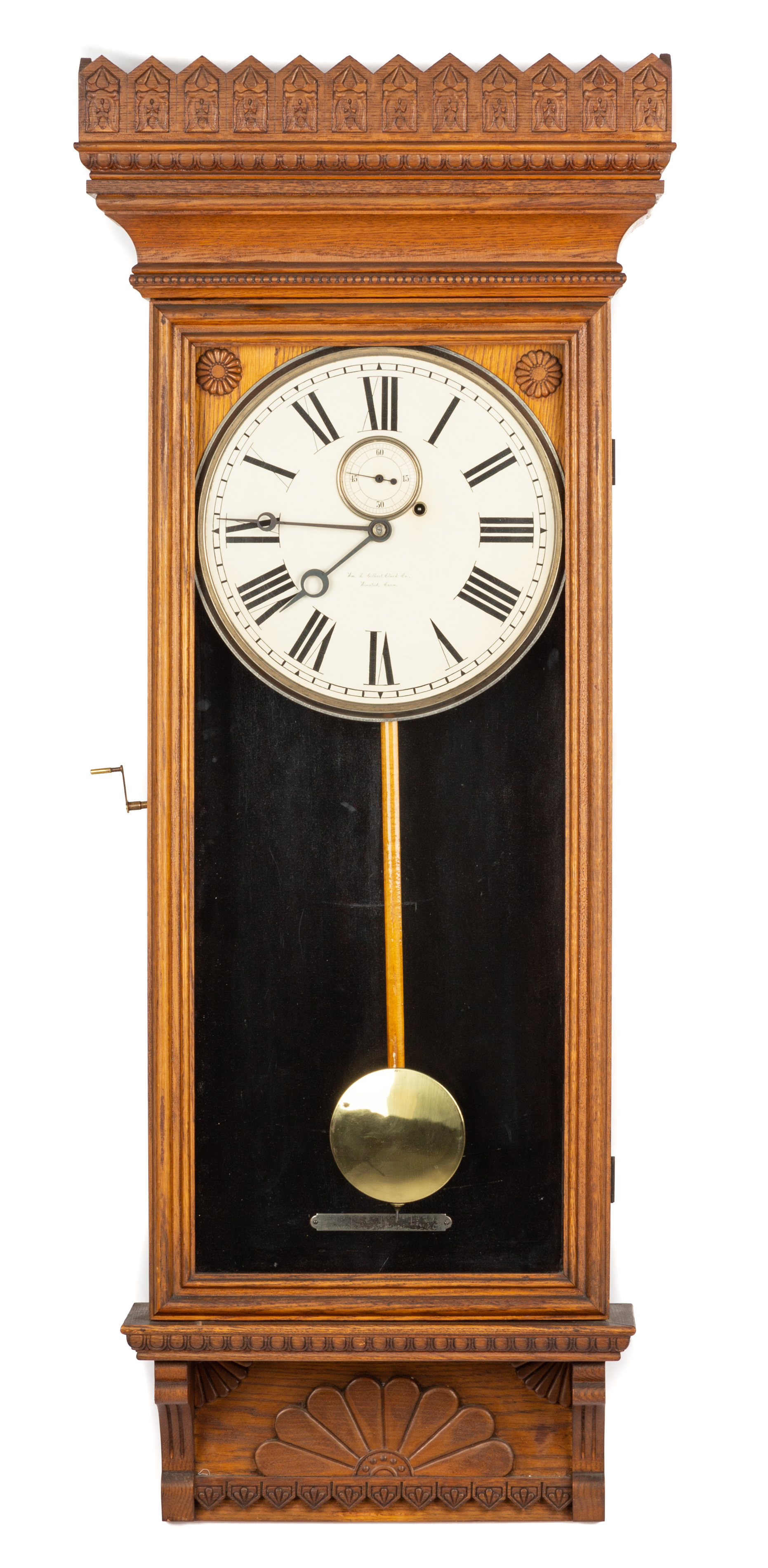 Appraisal: WILLIAM GILBERT COMPANY WALL CLOCK circa Oak case with pressed