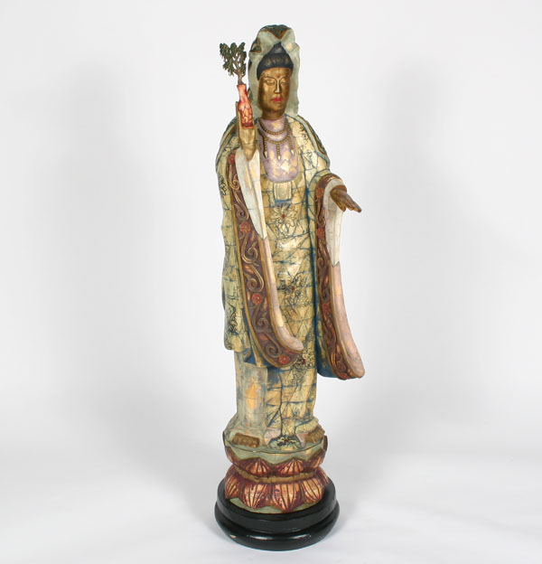 Appraisal: Full-figured resin cast Chinese goddess on base H Repaired hand