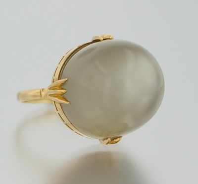 Appraisal: An Oversized Moonstone Cabochon and k Gold Ring k yellow