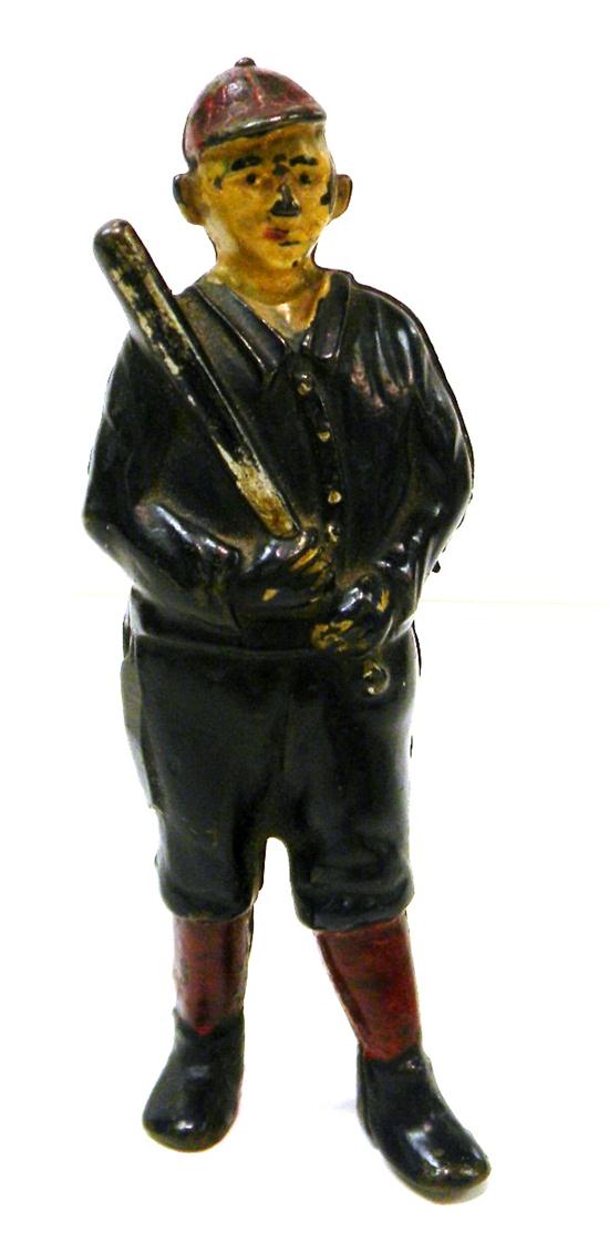 Appraisal: A C Williams cast iron baseball player still bank painted