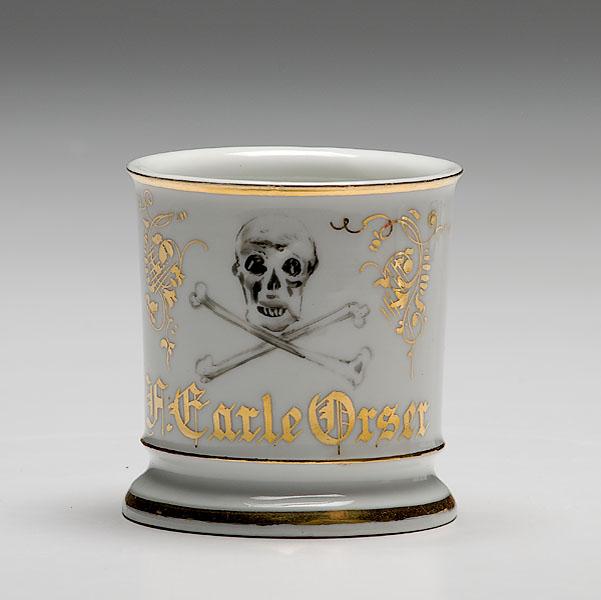 Appraisal: DOCTOR'S OCCUPATIONAL SHAVING MUG porcelain with polychrome painted scene of