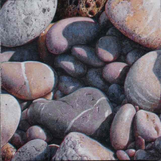 Appraisal: ESTEVE TH CENTURY Beach Pebbles signed lower left oils on