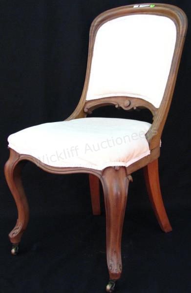 Appraisal: A French style upholstered side chair cream upholstery carved frame