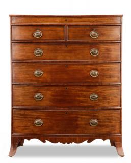 Appraisal: English Georgian Style Mahogany Bowfront Dresser English mid th century