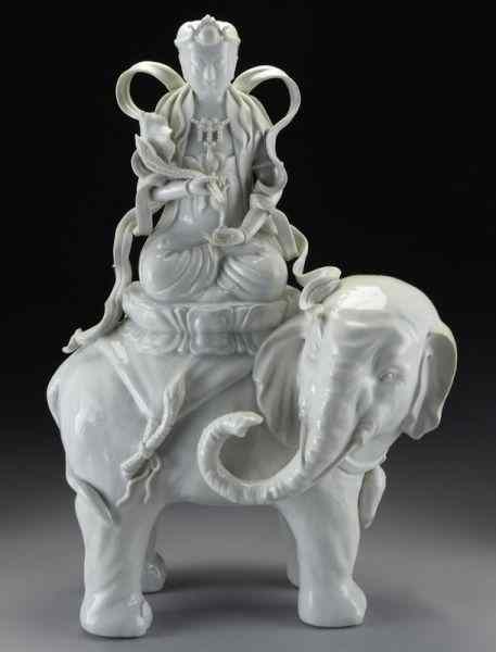 Appraisal: Chinese Qing blanc de chine porcelain Pu XianBodhisattva seated on