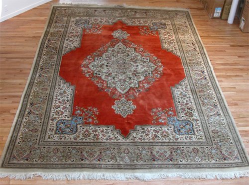 Appraisal: Title Large Hand knotted Persian Tabriz Oriental Rug Rust Background