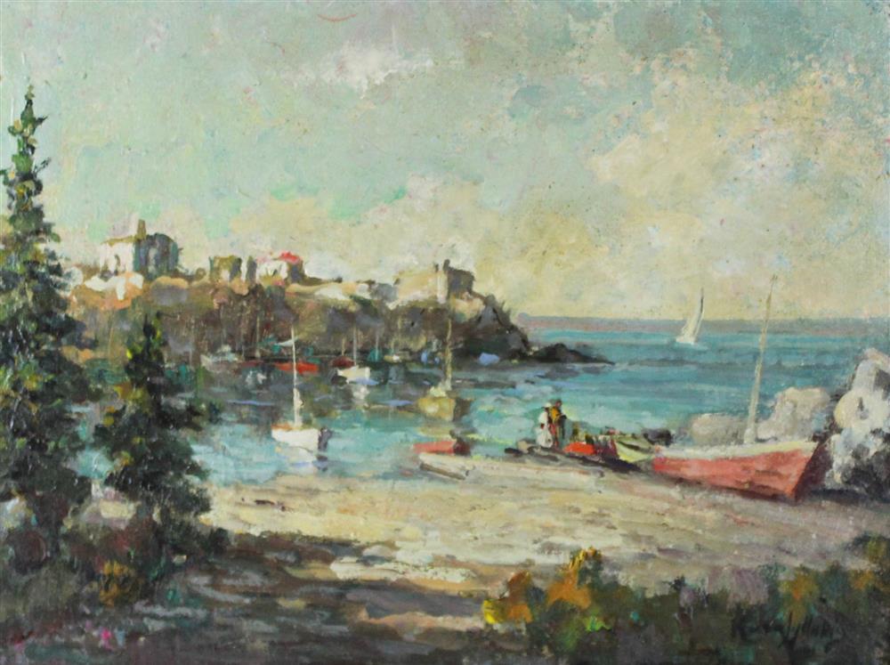 Appraisal: ANTONIS L KARAFYLLAKIS GREEK - EUROPEAN HARBOUR SCENE Oil on