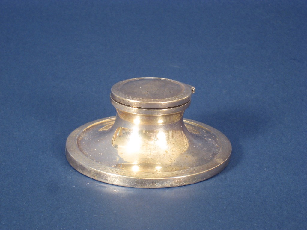 Appraisal: A George V Capstan Inkwell with engraved rim Birmingham