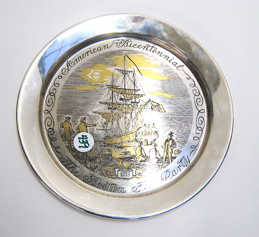 Appraisal: DANBURY MINT STERLING SILVER COMMEMORATIVE PLATE The Boston Tea Party