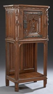 Appraisal: French Medieval Style Gothic Carved Oak Cabinet French Medieval Style