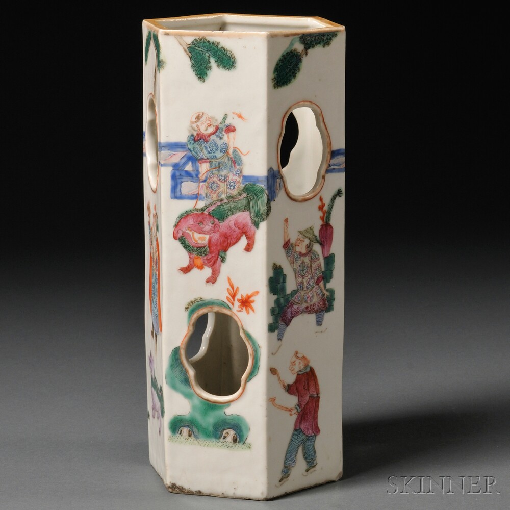 Appraisal: Porcelain Hat Stand China th century hexagonal body with a