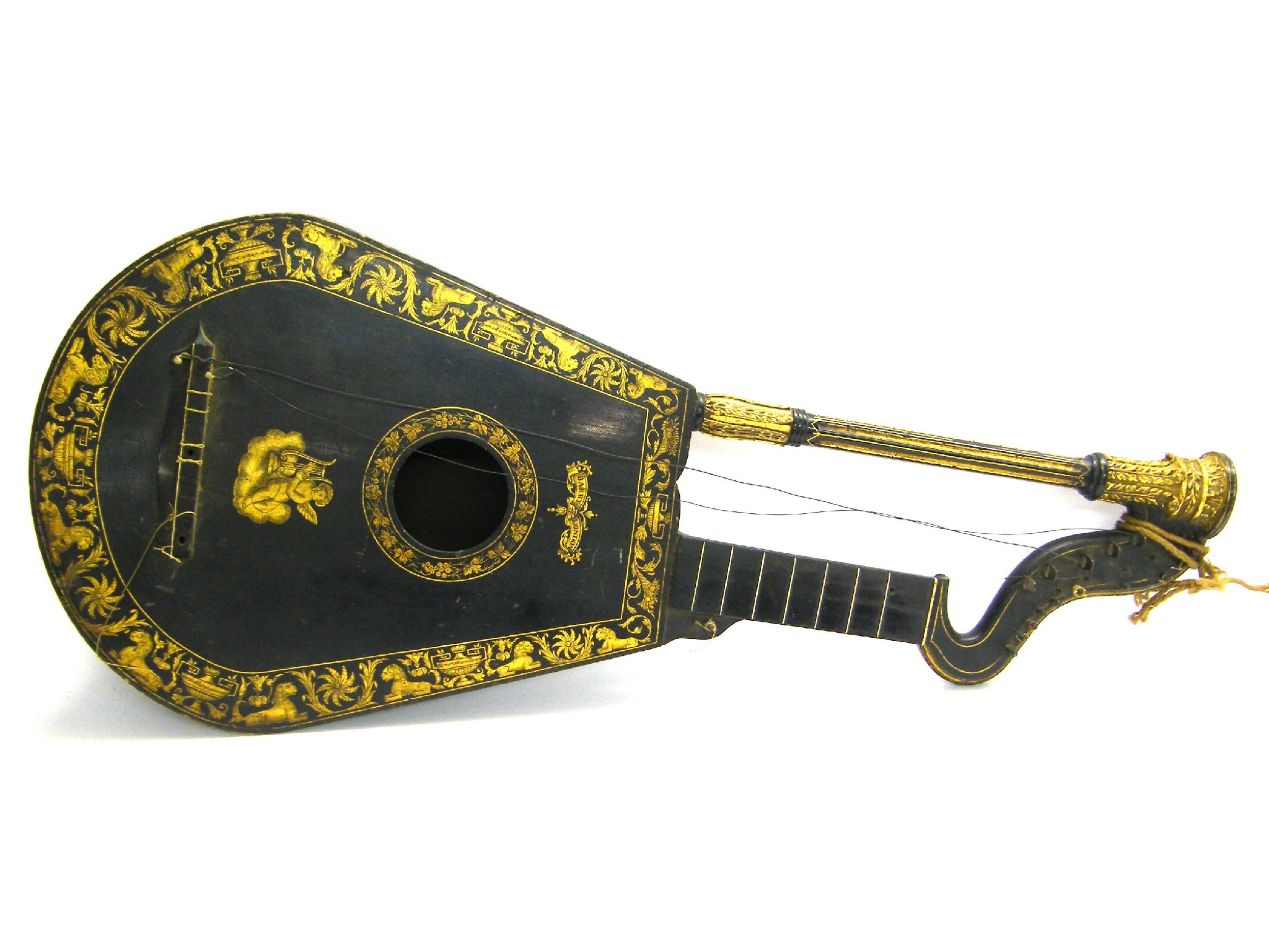 Appraisal: th century ebonised Dital harp lute signed Barry of London