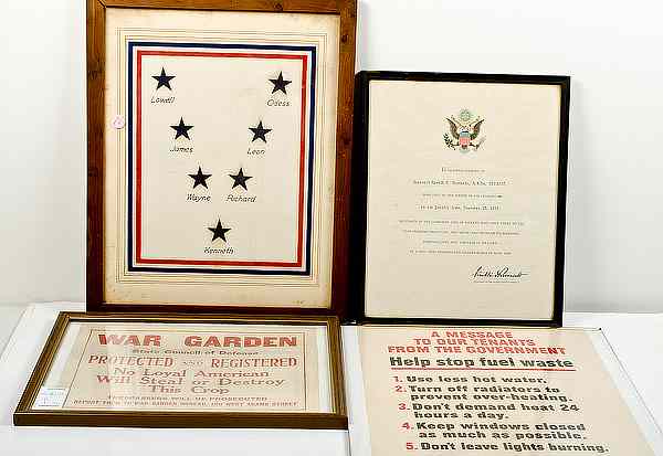 Appraisal: US WWII Homefront Framed Posters Lot of Four Lot includes