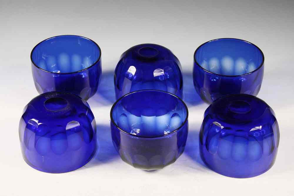 Appraisal: SET COBALT GLASS BOWLS - Six Mold-Blown Deep Finger Bowls