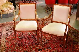 Appraisal: A pair of Louis XV style stained beech and upholstered