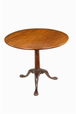 Appraisal: A mahogany tripod table the circular tilt-top revolving on a