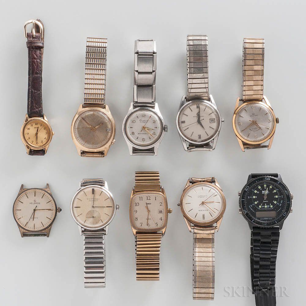 Appraisal: Ten Vintage Wristwatches Ten Vintage Wristwatches a Girard Perregaux Sea