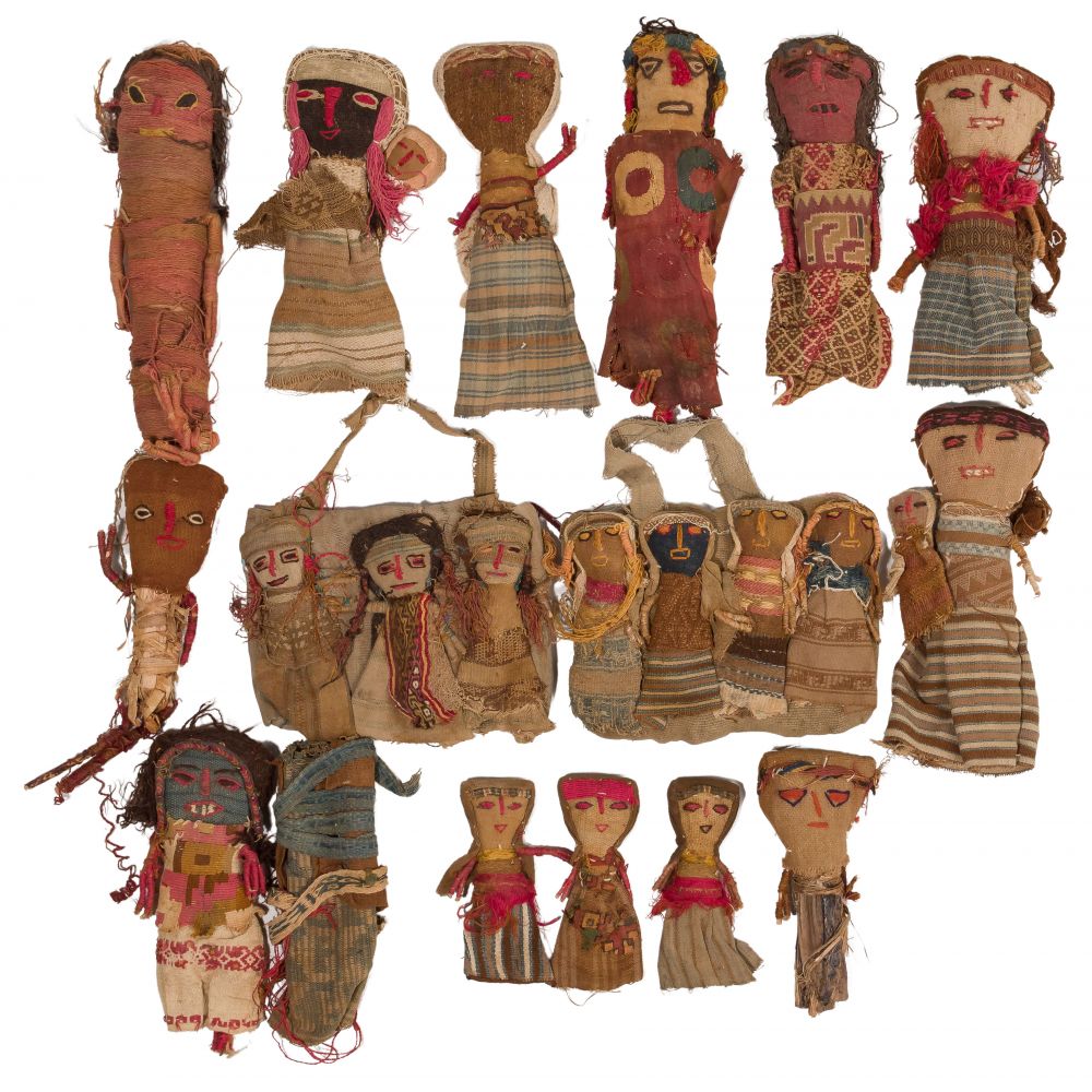 Appraisal: PERUVIAN CHANKAY MUMMY DOLLSFolk art dolls dressed in ancient burial