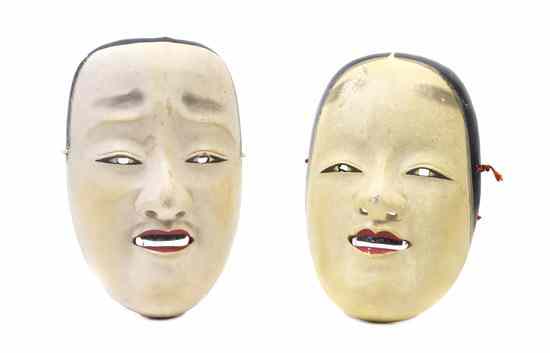 Appraisal: Two Japanese Noh Theater Masks one depicting the character Ko-omote