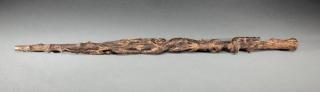 Appraisal: Monkey and Snake Cane in An extensively-carved briar wood cane