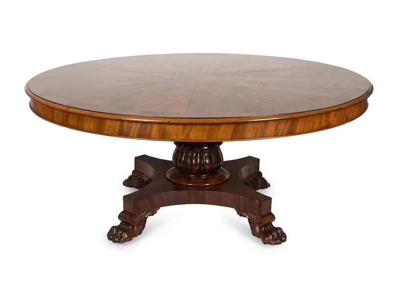 Appraisal: A Regency Crotch Mahogany Sunburst Inlaid Center Table Height x