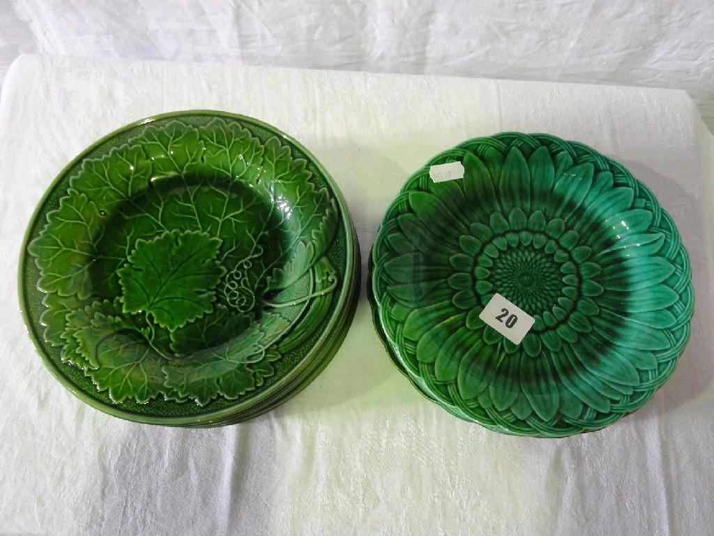 Appraisal: A collection of fifteen th century green glazed majolica leaf