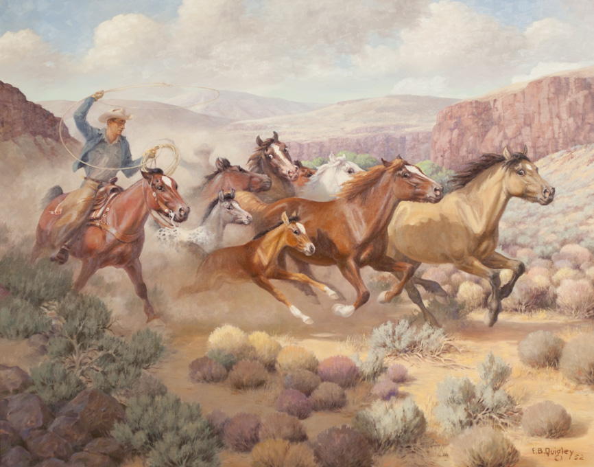 Appraisal: EDWARD B QUIGLEY OREGON - OIL ON CANVAS Hoof Beats