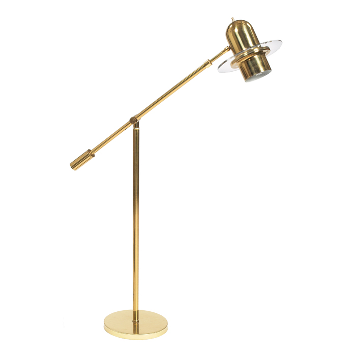 Appraisal: Nessen floor lamp attribution solid brass adjustable shade with clear