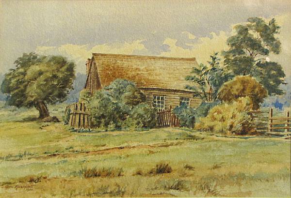 Appraisal: George Rushforth American - A view of a cottage signed