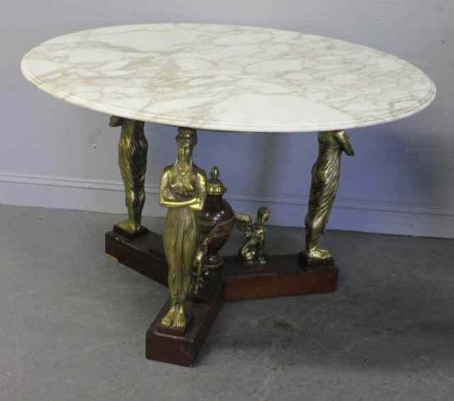 Appraisal: Egyptian Revival Mahogany Bronze Mounted CenterTable A beautiful table with