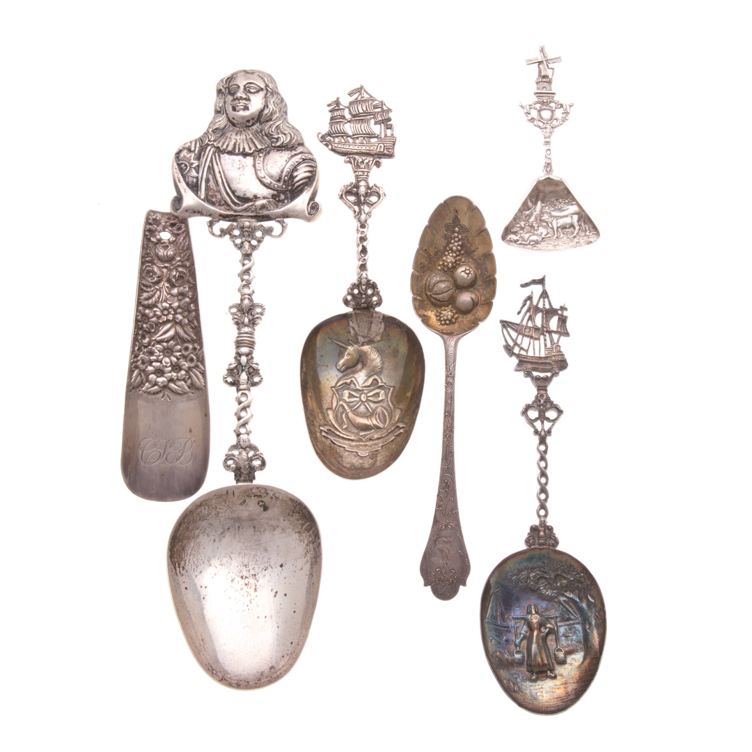 Appraisal: American Continental silver items Dutch silver presentation spoon by J