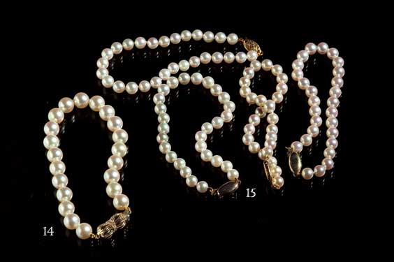 Appraisal: SET OF FOUR AKOYA PEARL BRACELETS This charming set of