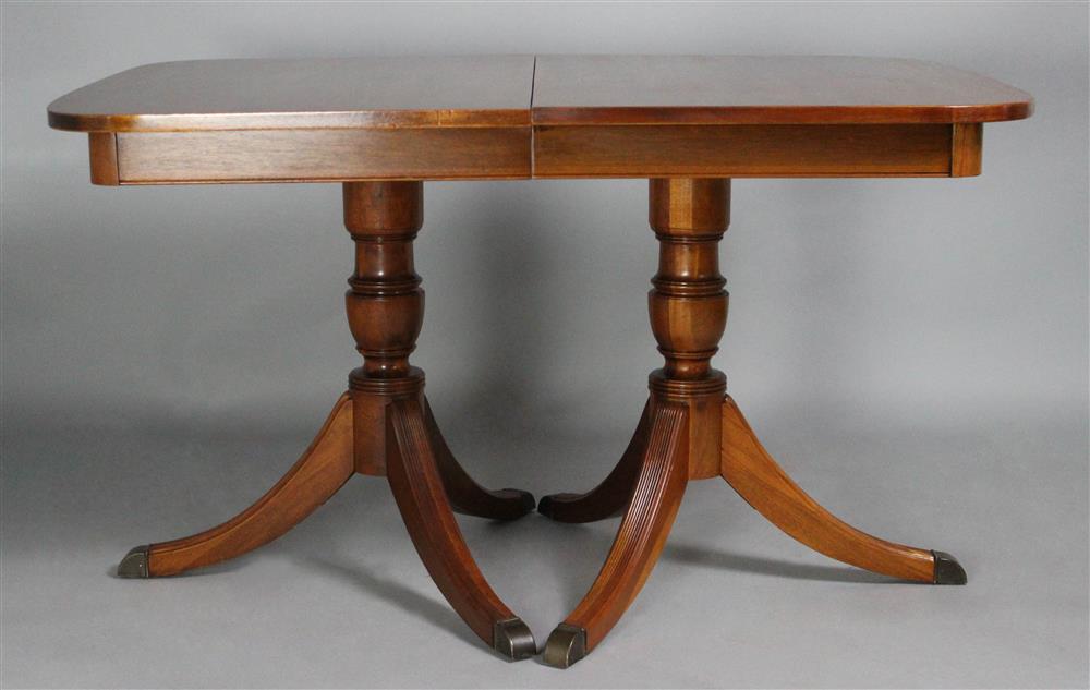 Appraisal: PAIR OF REGENCY STYLE MAHOGANY DEMILUNE TABLES each with a