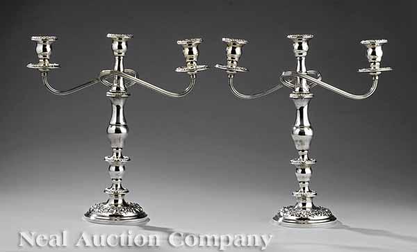 Appraisal: A Pair of Kirk Sterling Silver Three Light Candelabra each