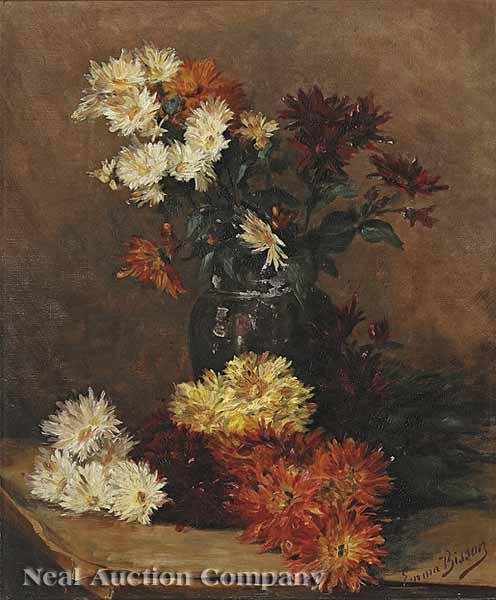 Appraisal: Lucienne Bisson French - Floral Still Life in Orange and