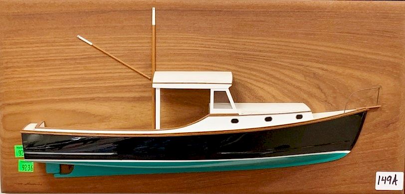 Appraisal: Half hull model of down east fishing boat on teak