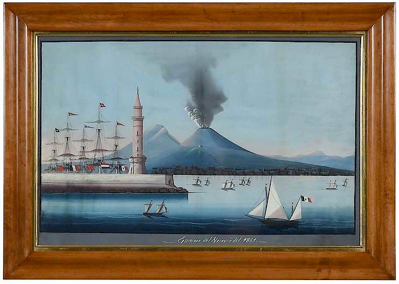 Appraisal: Neopolitan School Painting th century Eruption of Vesuvius Naples unsigned