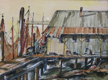 Appraisal: Jane Peterson American - Dock scene Watercolor on paper signed